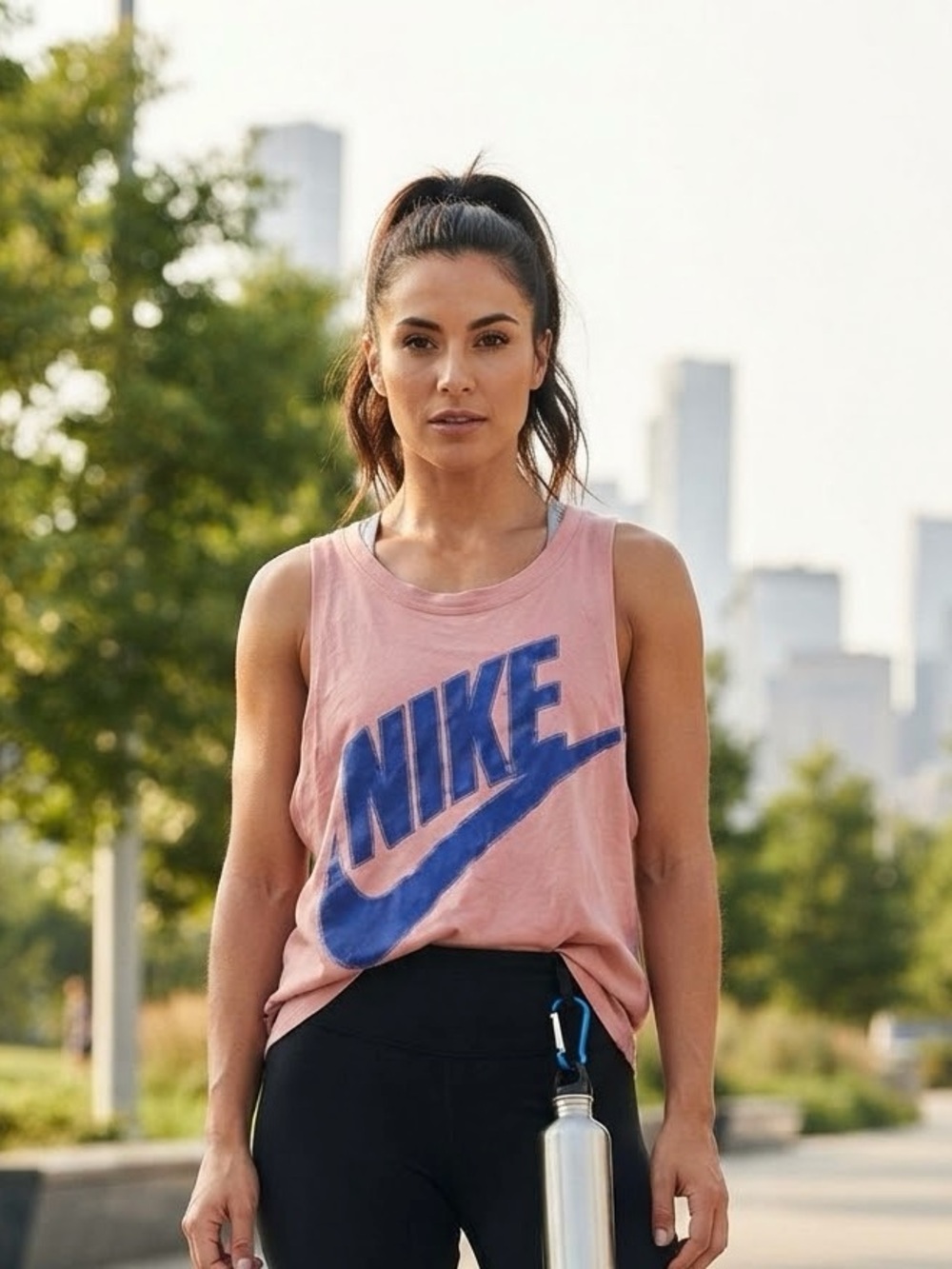 Nike Pink Muscle Tank with Blue Logo